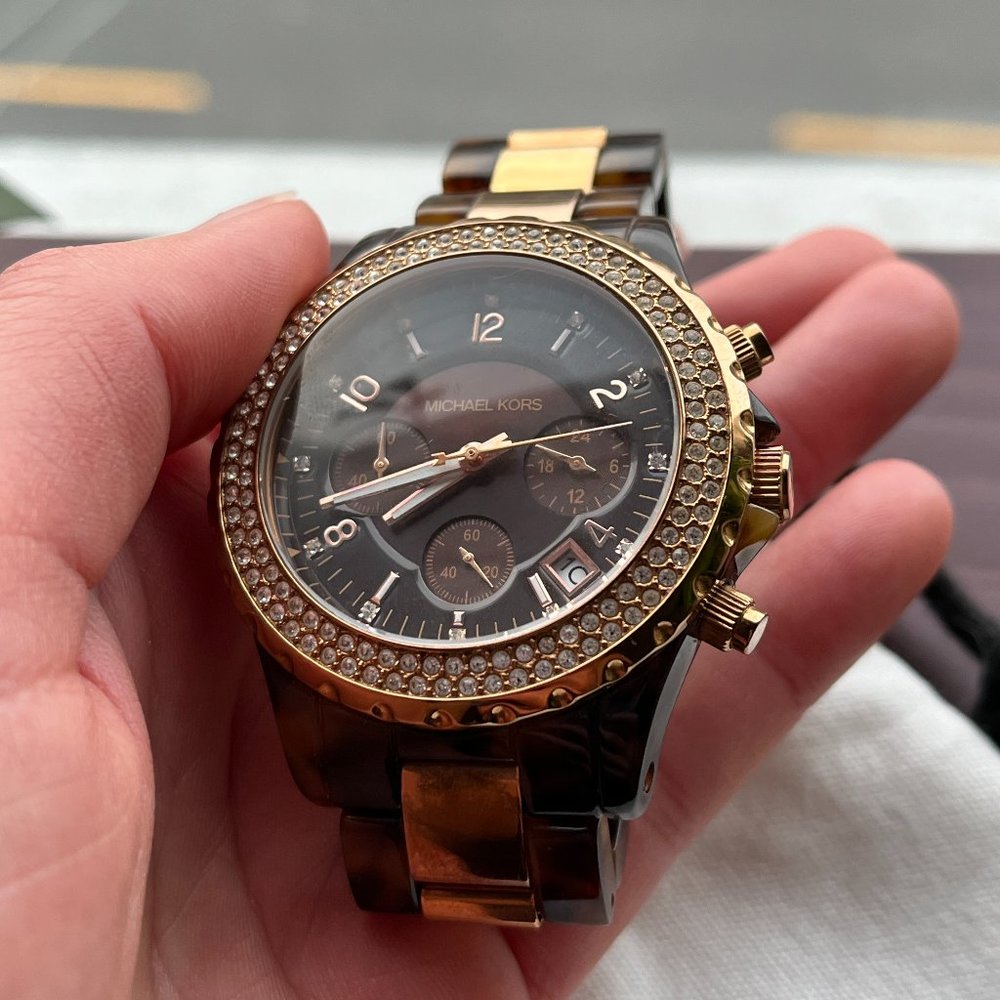 Michael Kors Women's Rose Gold & Tortoiseshell Watch (New Battery) (MK 5416)